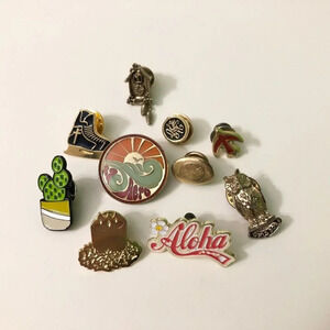 Assorted Lot of 10 Pins Owl Cuckoo  Clock Aloha Partylite Cactus Weight Watchers